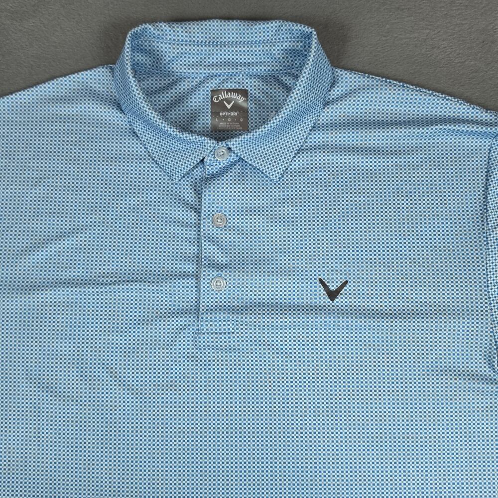 Callaway Opti Dri Golf Polo Shirt Mens Large Blue Performance Stretch Golf